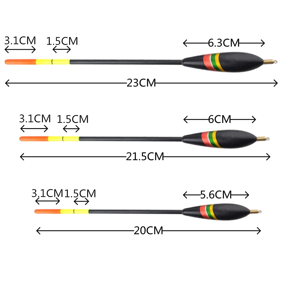 GO-CHUNRIQIN 3Pcs Wooden Fishing Float?CRQ Durable Bobbers Balsa Spring Bobbers Oval Stick Floats Slip Bobbers for Crappie Panfish Walleyes 3Pcs 1.5+6g 1.5+5g 1.5+4g