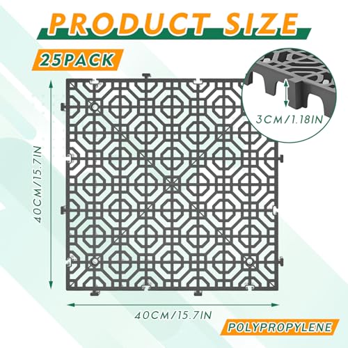 Image of 10 Pcs Ground Protection Mats, Grey Interlocking 15.7 x 15.7 in