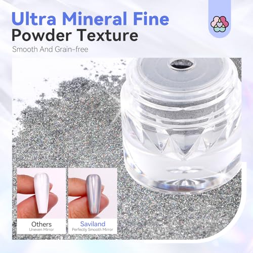Saviland SA0565_03-US4 Holographic Chrome Nail Powder - 1G Mirror Laser Effect Holographic Chrome Powder For Gel Nails, Rainbow Holo Nail Glitter Dust Holographic Pigment Powder For Manicure Nail Art Decorations thumb #4