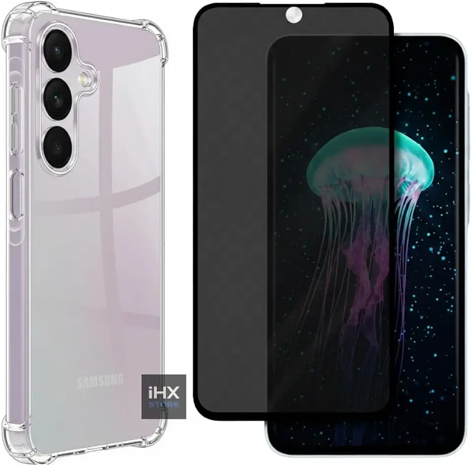 [KIT] Capa Capinha Anti-Impacto Premium Transparente + Película de Cerâmica 9D ou Privacidade 3D para Samsung Galaxy A55 (Capa + Película de Privacidade 3D)