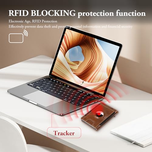 Slim Minimalist Wallet for Men with Tracking Holder - RFID Blocking Front Pocket Card Holder (Apricot)4