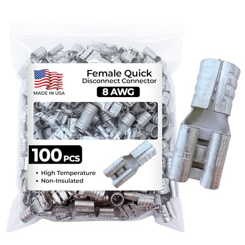 Sherco-Auto 100 Pcs Non-Insulated 8 Gauge Female Quick Disconnect Connector - .250 1/4