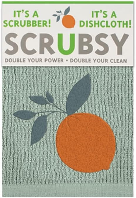 MUkitchen SCRUBSY Dish Cloth, 12-inch Square, Orange Tree, for Everyday, Home, Kitchen Use