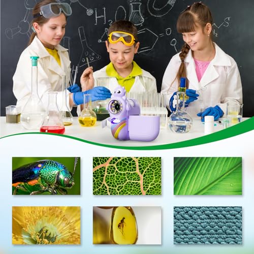 Image of Microscope for Kids, 2.0 Inch Digital Microscope with 1000X Magnification, Handheld Camera Mini Pocket Magnifying Glass, Educational Christmas Birthday Gifts Toys for Ages 3 - 12 year old, Purple