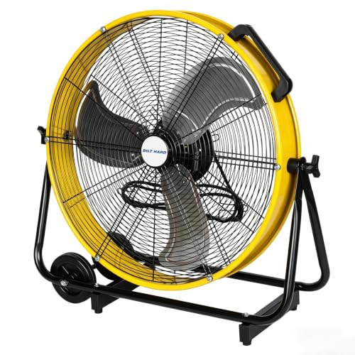 BILT HARD 24' 8100 CFM High Velocity Industrial Drum Fan, 3-Speed Heavy Duty Metal Shop Fan for Warehouse, Workshops, Garage, Factory and Basement