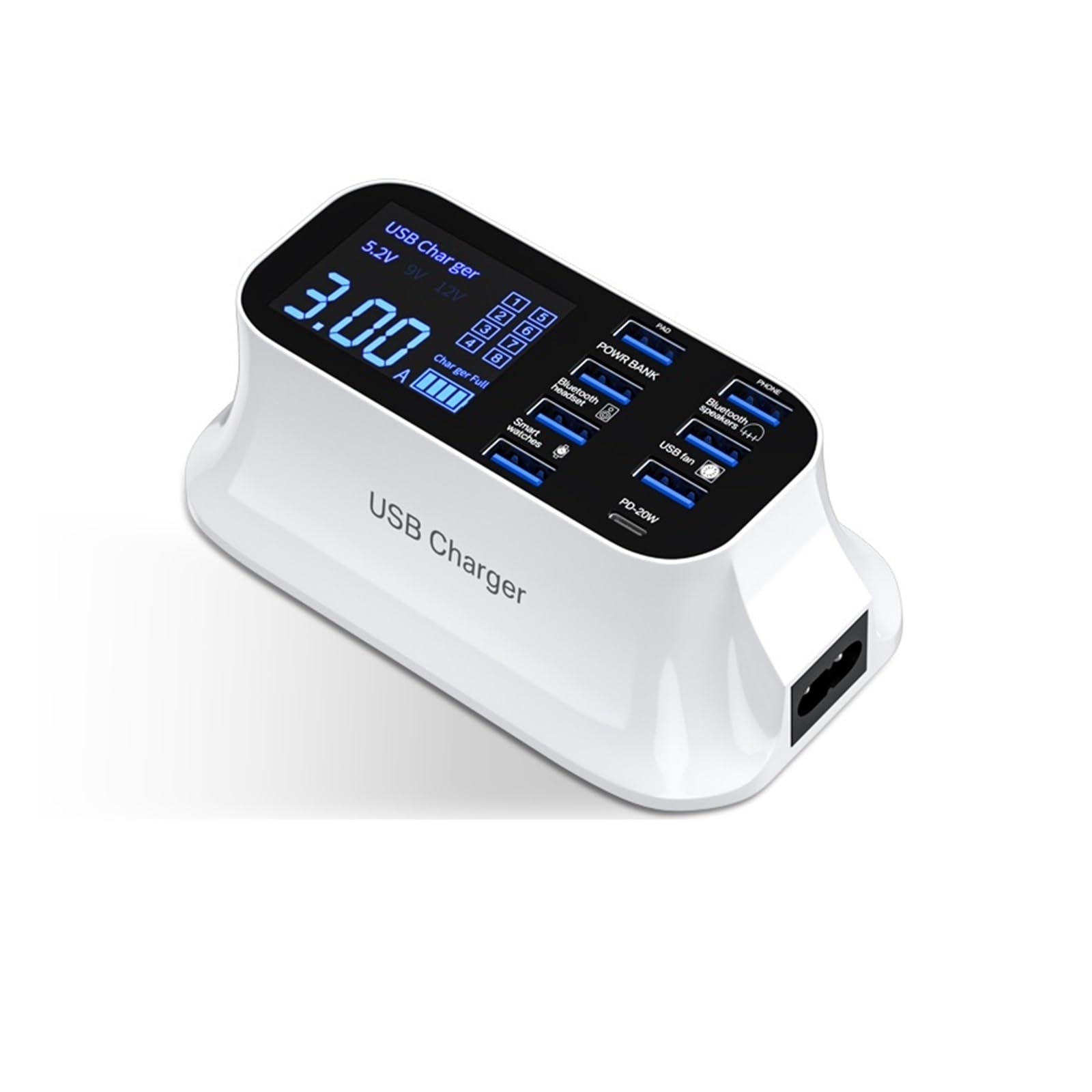 Caricatore multidispositivo, Carica rapida 3.0 Smart USB Tipo C Caricatore Caricatore USB for telefono Ricarica rapida Stazione adattatore for presa da tavolo Display a LED Ricarica rapida con porte m