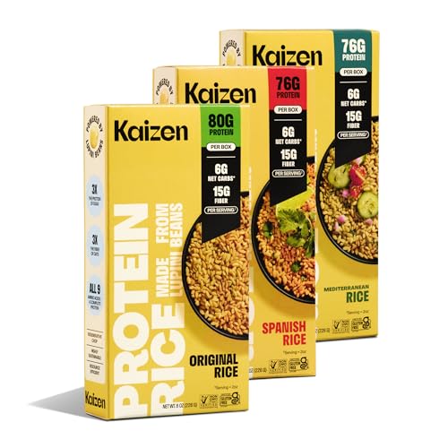 Kaizen Low Carb Keto Rice - Gluten-Free, High Protein (20g), Keto Friendly, Plant Based, Made with High Fiber Lupin Flour - 8 ounces (Pack of 3)