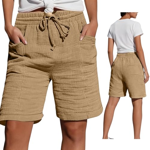 Short d'été en lin pour femme coupe droite et fluide