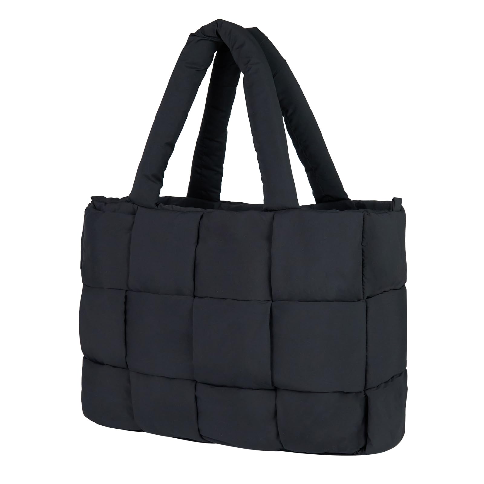 NAARIIAN Puffer Tote Bag For Women - Large Lightweight Hand Woven Shoulder Bag | Puffy Nylon & Cotton Purse - View #2