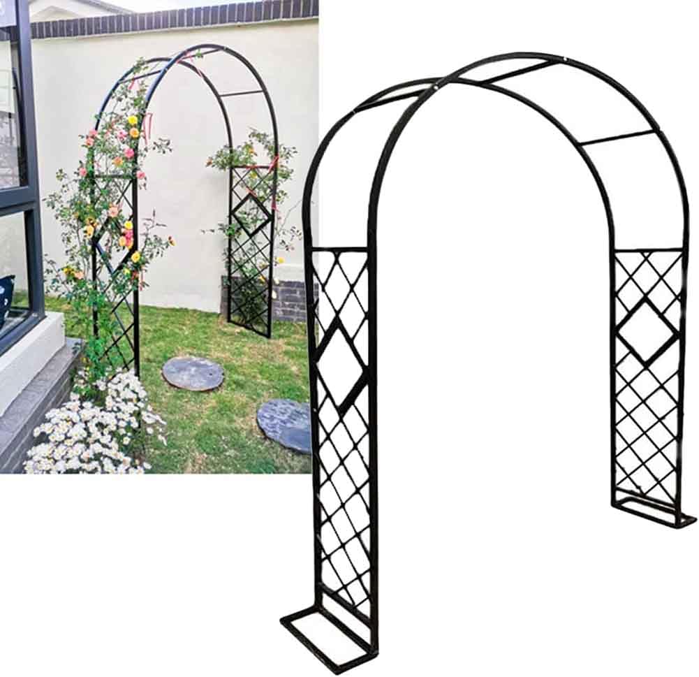 Arche de jardin pour plantes grimpantes en fer forgé noir W340xH230cm