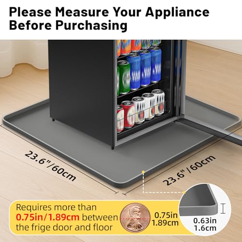 Image of NAMTSO Mini Fridge Silicone Mat, 24 inchx24 inch Floor Protector Drip Tray, Grey | Waterproof & Non-Slip Water Cooler Mat, Soft Silicone Tray for Ice Maker, Humidifier & Coffee Maker, Portable AC Drip Pan