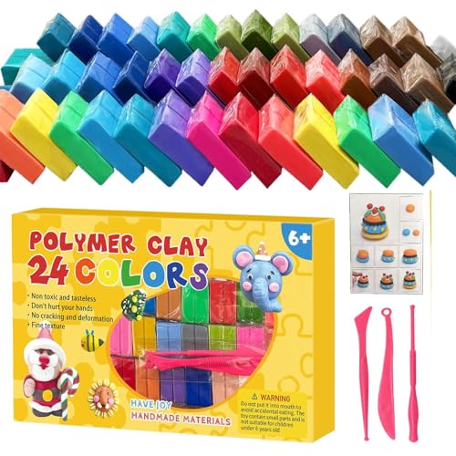 Arcilla Secado Al Aire | Plastilina 24 Colores | Accesorios Creativos Niños Con Herramientas Y Manuales Gratis, Maravillosa Arcilla Endurecedora Al Aire, Regalo Educativo Creativo Para Niños