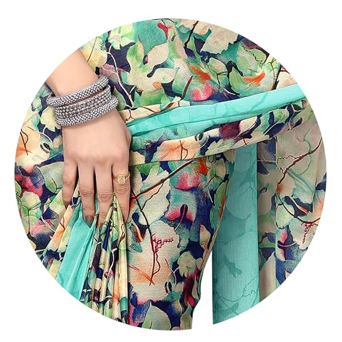Image of MIRCHI FASHION Saree for Woman Chiffon Floral Printed | Breathable Lightweight Summer Sari for Office and Home Use with Blouse Piece (Available in 20 Colors)