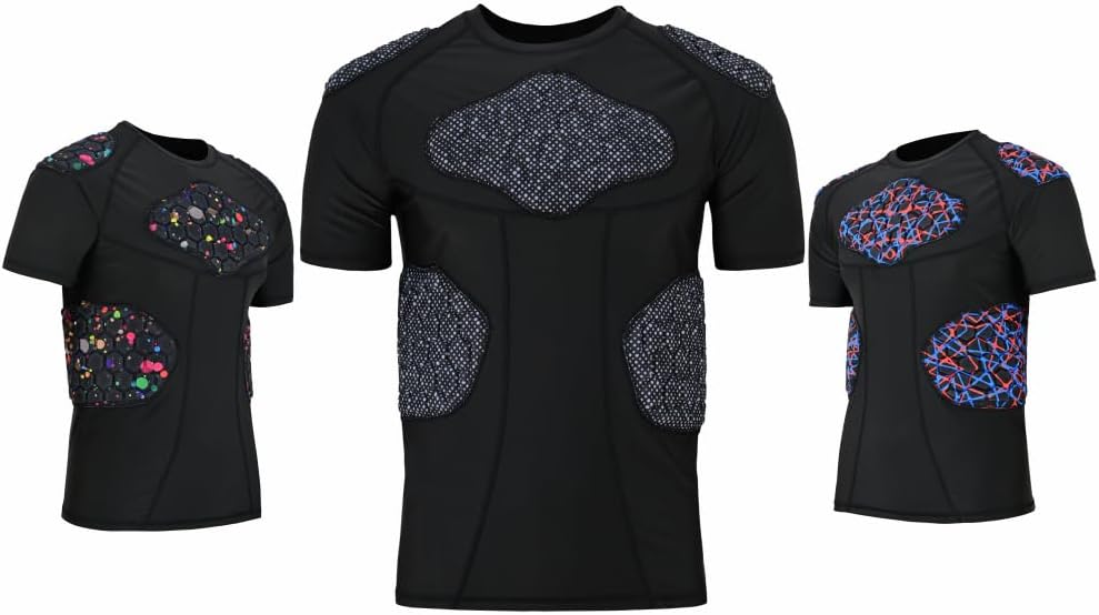Men's Football Padded Rib Protector Comfortable Basketball Shirt Training Gear for Rugby Baseball Softball and Soccer
