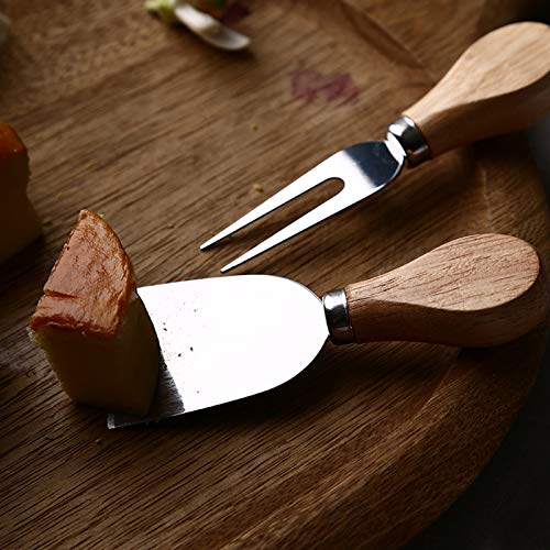 XGzhsa Cheese Knives Set, Mini Cheese Knives, 4 Pieces Stainless Steel Kitchen Cheese Tools Mini Cheese Knives with Wooden Handle for Cake Dessert Cheese Salad - Image 6