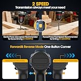 Napasa 118PCS Cordless Drill Set 21V, 65N.m Max Electric Screwdriver Set with 4000mAh Batteries, 25+1 Torque Cordless Hammer Drill, 2 Variable Speed, LED Work Light, Home and Garden DIY Project Kit - Image 6