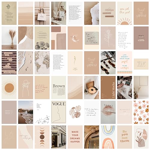 Image of Craft Qila Cardstock Beige Vol 1 Pack Of 54 Aesthetic Wall Collage Kit, Girl Room Decor, Dorm Decor, Photo Collage Kit, Wall Collage