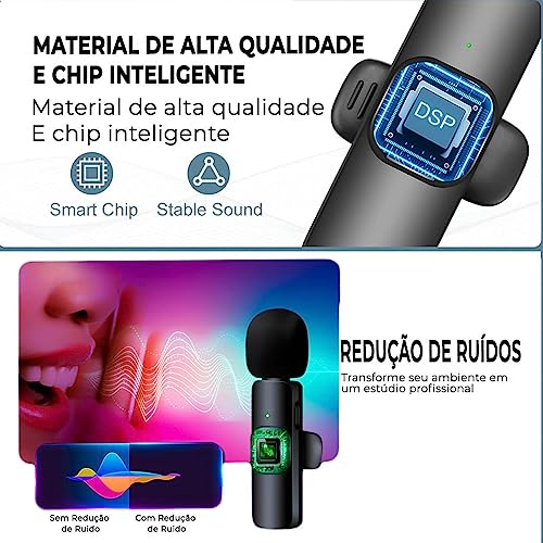 Microfone de Lapela sem Fio Duplo 2 em 1 p/Android Tipo C