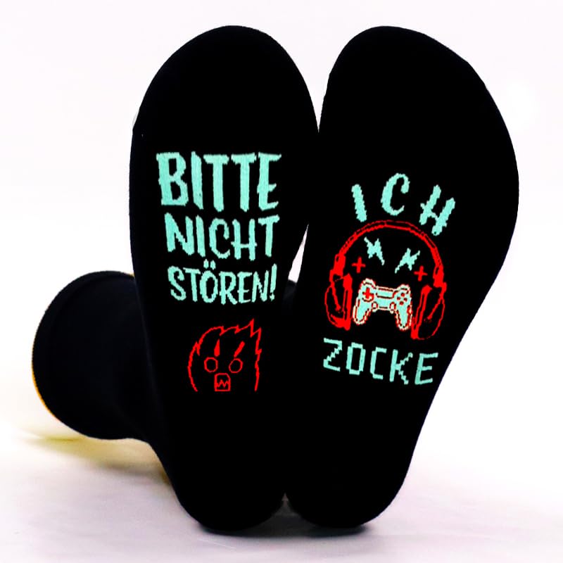 Lustige Gaming Socken Gamer Geschenk Mit Spruch Bitte Nicht Stören Ich bin am Spielen Neuheit Zocke Zocken Socken Geschenke Für Zocker Männer Herren Jungs Teenager Spieler Geburtstag Weihnachts