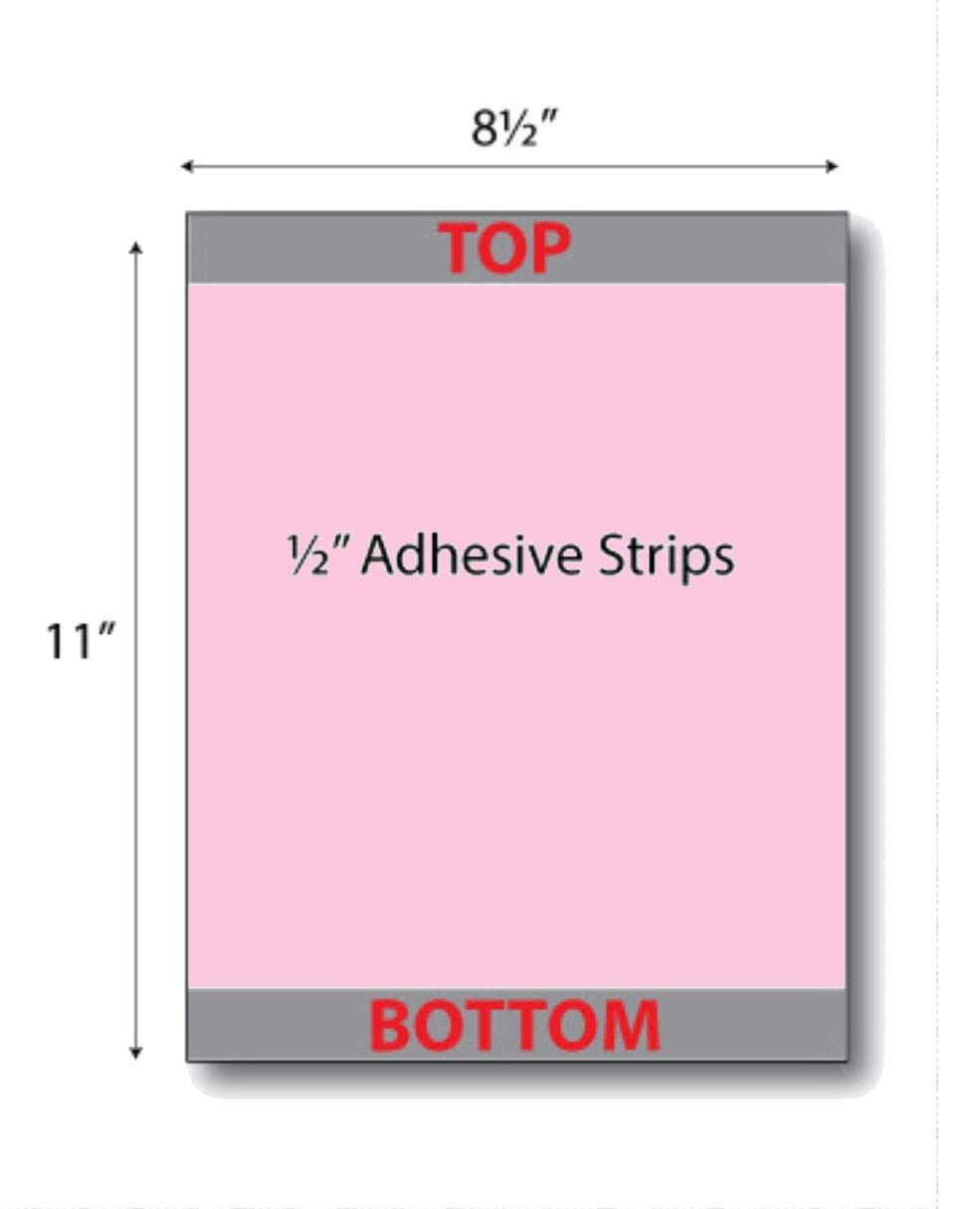 Letter-Size Posting Sheets with Peel & Stick Adhesive Strips (Top & Bottom Edges), Pink 67-lb Vellum, 8-1/2