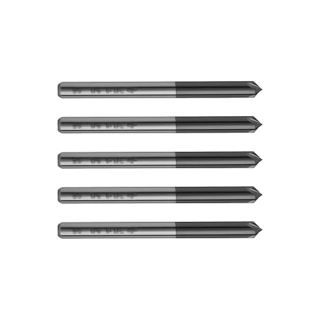 5Pcs 1/8 Solid Carbide End Mills, AlTiN Coating, 4 Flute, Chamfer End Mill for Steel, Single End End Mill Bits, 90 Chamfer Angle, 1/8 Shank Diameter