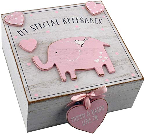 Image of Oaktree Gifts Baby Girl Wooden Memories Keepsake Box Vintage Style …