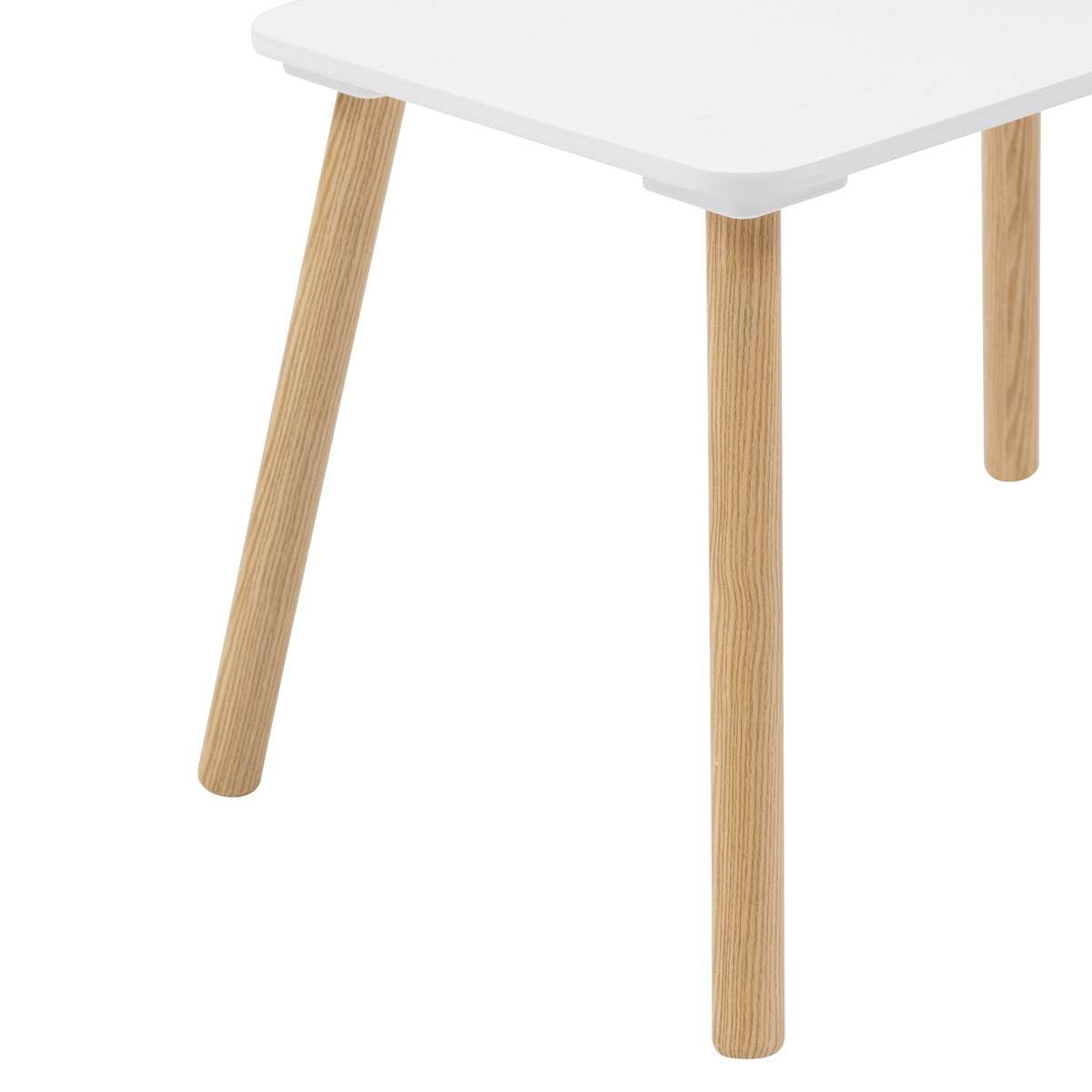 Atmosphera - Ensemble de Table et Chaises Enfant Alex - 3 Pièces (1 Table + 2 Chaises) - Plateau Résistant à l'eau - Mobilier de Chambre, Salle de Jeux - Fille et Garçon - Bois, Bords Arrondis, Blanc