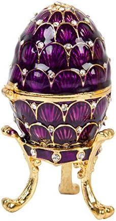 QIFU Vintage Hand Painted Faberge Egg Style Jewelry Trinket Box Hinged, Unique Gift Home Decor, Best Ornament Your Collection