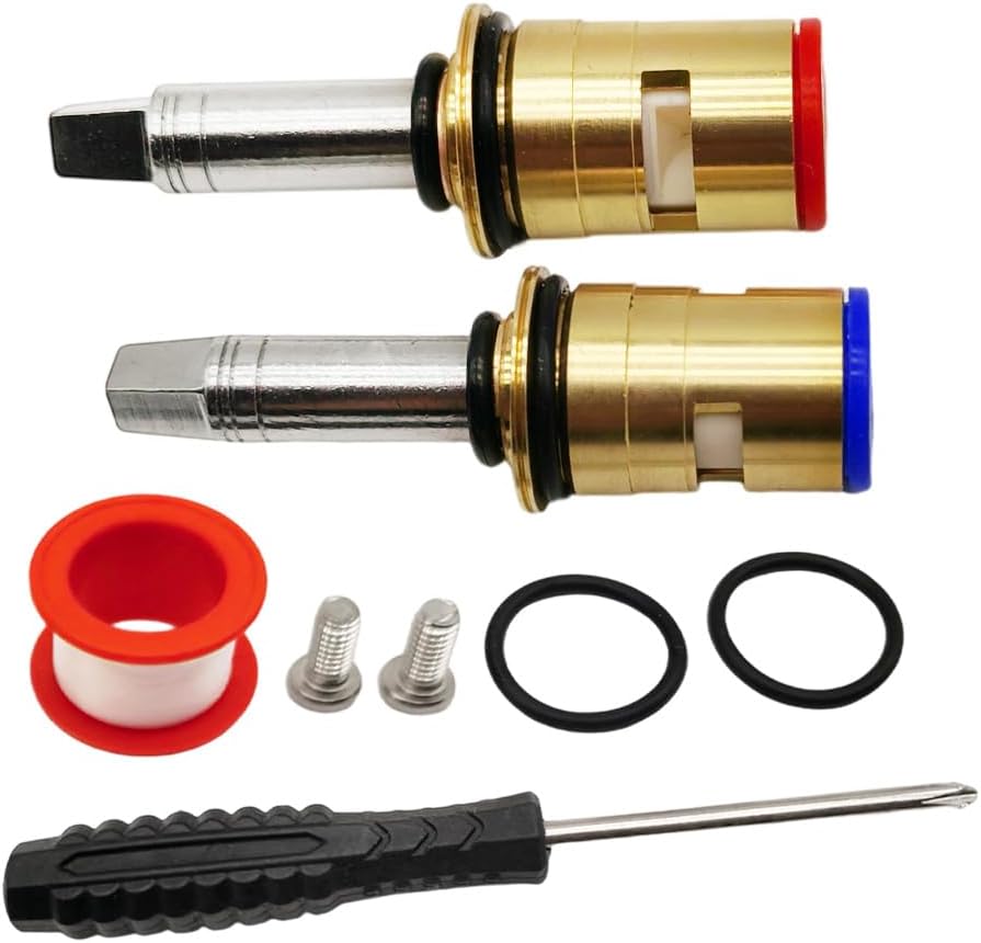377XKRHJKABNF & 377XKLHJKABNF Long Ceramic 1/4-Turn Cold & Hot Cartridge Kit Compatible with Chicago Cartridge Long Stem
