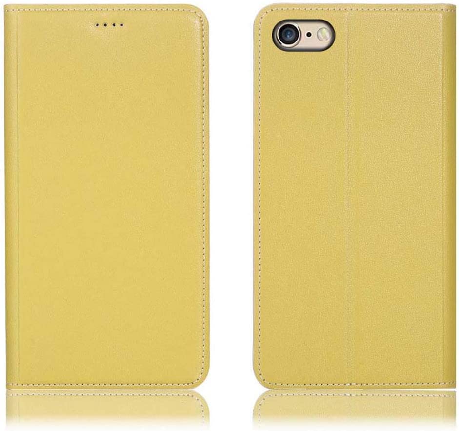Étui iPhone SE 2 en cuir citron avec fente pour carte et support portefeuille