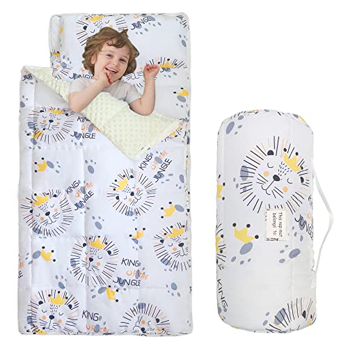 RHEETADA Toddler Nap Mat for Daycare with Removable Pillow Children’s Sleeping Mats for Preschool Portable Toddler Bedding Sets for Travel Size 53” x 21”30” Wide Blanket Style 2