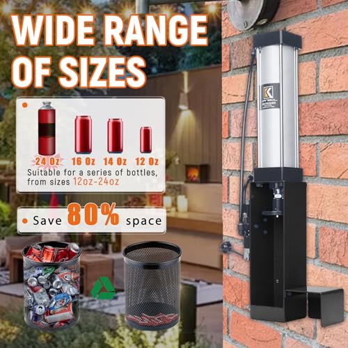 KANBOL Pneumatic Can Crusher with Auto Feed for 12oz & 16oz Aluminum Cans, Wall Mounted Recycling Tool - Perfect Holiday Gift for Home & Office, Boxing Day & New Year Deals-Black - Thumbnail 5