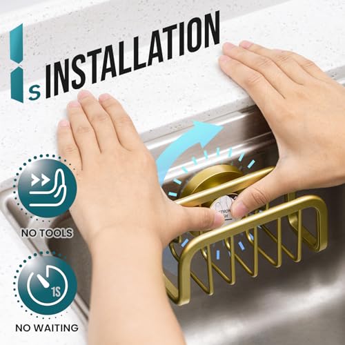 Image of TAILI Gold Sponge Holder for Kitchen Sink with Strong Suction Cup
