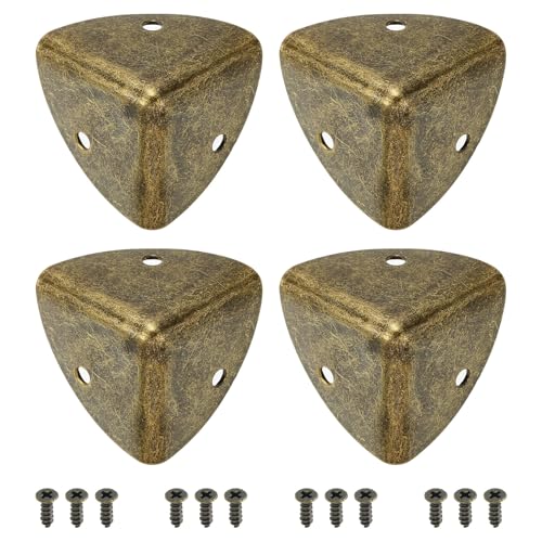 Image of uxcell 4 Pcs Decorative Box Corner Cover, 40mm Metal Edge Guard, Furniture Corner Edges Protector with Screws, Bronze