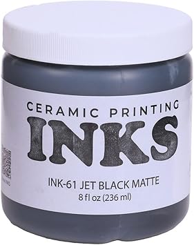 AMACO Ceramic Printing Ink, 8 oz. (236 mL), INK-61 Jet Black Matte