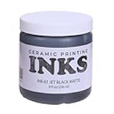 AMACO Ceramic Printing INK-61 Jet Black Matte Ink, 8 oz. (236 mL), Matte Cone 05-10 Intermixable Ceramic Printing Ink for Screenprinting, Monoprinting, and More on Bisque and Unfired Clay