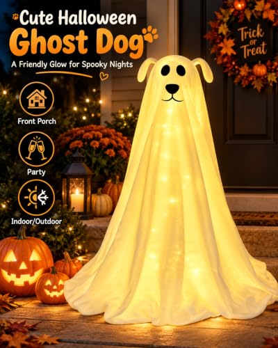Halloween Decorations, Light Up Halloween Ghost Dog with Remote 2.5FT - image 6
