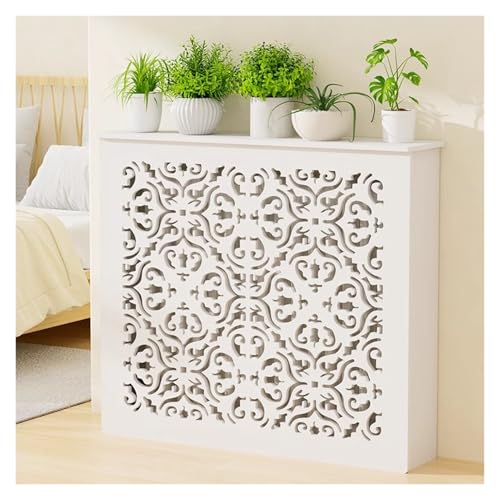 Cache-radiateur bois 60x60x20 cm avec tablette supérieure et grille moderne