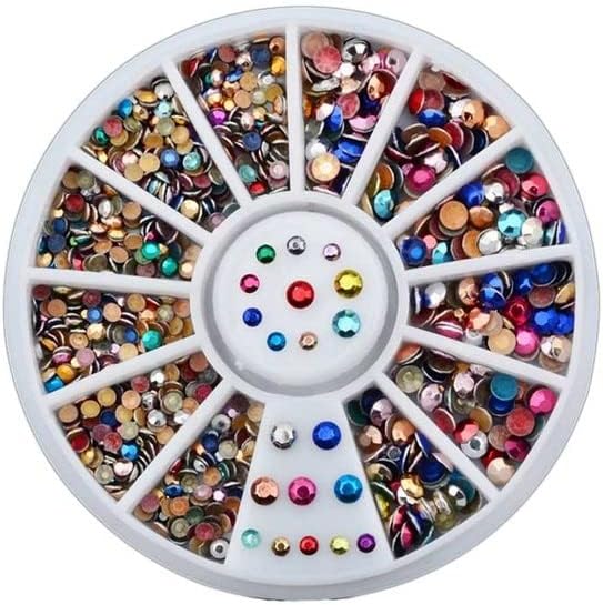Colorful Steels Beads Studs for Nails Metal Decoration Round Stud UV Gel Polish Accessories 3D Nail Art Wheel Crystal Nails Kit - (Color: Multi)