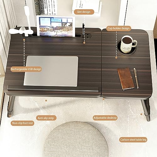 Laptop Desk for Bed, Adjustable Laptop Stand with 5 Adjustable Angles, Portable Lap Tray Table with USB Charge Port and Cup Holder, Laptop Bed Desk Tray for Writing Reading Working by SIDIANBAN - Image 2