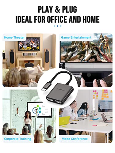 Image of Lemorele USB C to Dual HDMI Adapter 4K@60Hz Type C to Dual HDMI Converter Plug and Play for MacBook, Windows, Linux and DP Alt Mode Type-C Devices