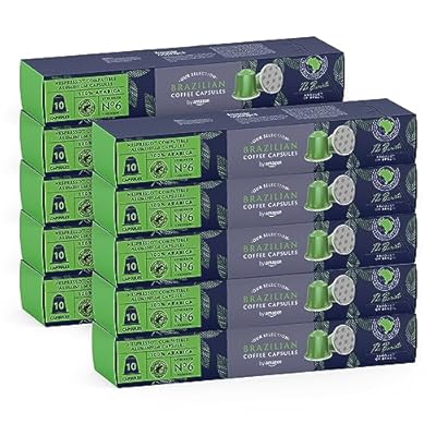 By Amazon Café Brasileño Compatible con Nespresso, 100% Arábica, Tueste Medio, 100 Cápsulas de Aluminio (10 paquetes de 10), Con Certificación Rainforest Alliance | Ya disponible en tu tienda friki favorita! En mundofriki.es!