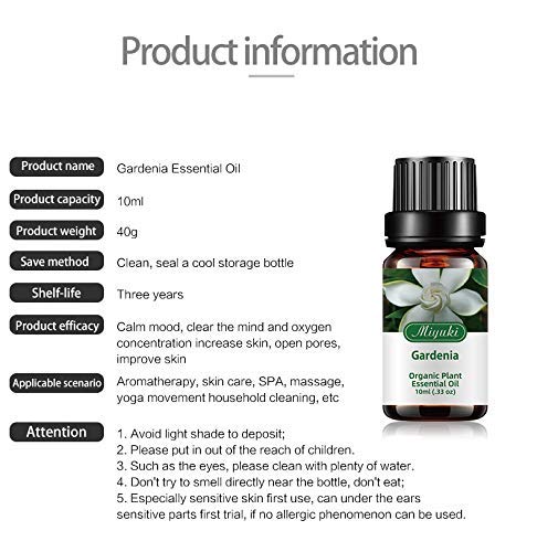 Gardenia Essential Oil Organic Plant & Natural 100% Pure Gardenia Oil For Diffuser, Humidifier, Massage, Sleep, Bath, Spa, Skin & Hair Care -2 Pack X10Ml #TOP7