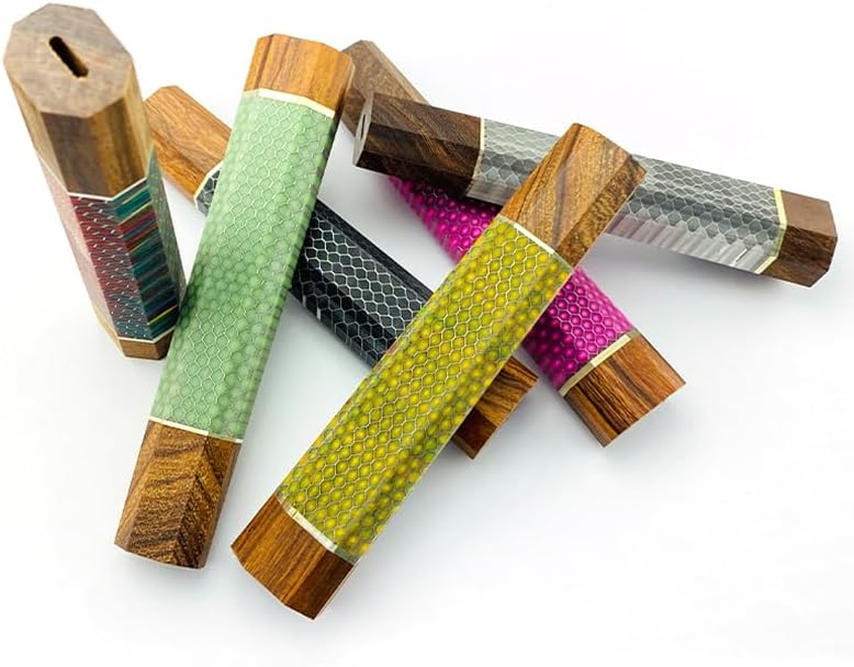 日本製八角形木製樹脂ハニカムナイフハンドルブランクDIY交換用、家庭やキッチンに最適。