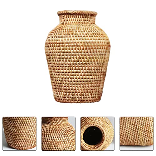Vosarea Rattan Vase Country Style Woven Plant Holder Basket Rustic Flower Vase Hand Woven Dried Flower Vase For Home Decoration #TOP2