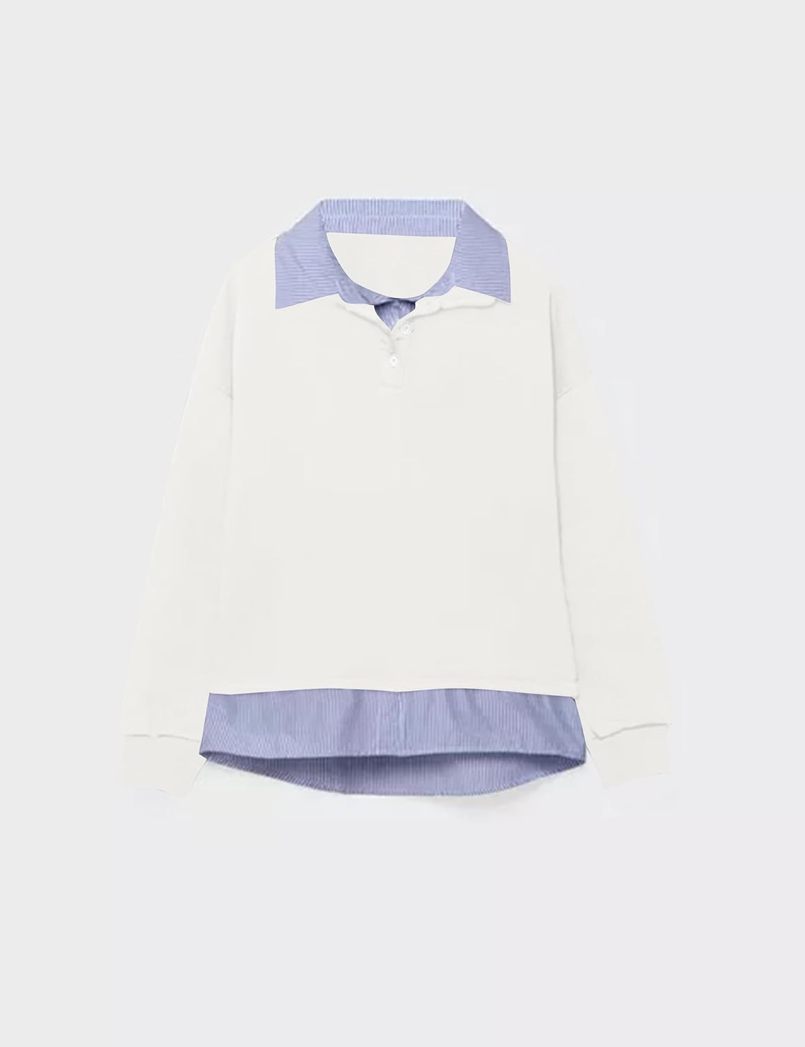 MISSACTIVER Women’s Contrast Polo Sweatshirt Long Sleeve 2 in 1 Button Down Collared Pullover Oversized Patchwork Outfit - Image 5