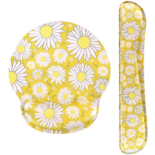 HAOCOO Alfombrilla de ratón y teclado reposamuñecas Set Ergonómico, base de goma antideslizante de espuma viscoelástica cómoda alfombrilla de ratón reduce la carga de la muñeca (margaritas) Cover