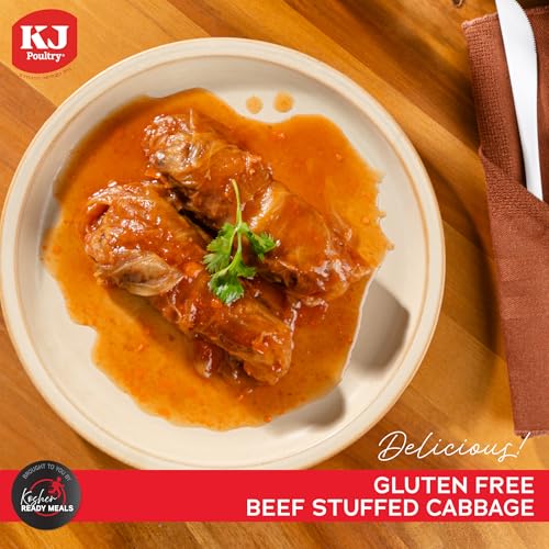 Image of KJ Poultry Kosher for Passover Gluten Free Meals, Matzo Ball Chicken Soup + Beef Goulash + Roast Chicken + Stuffed Cabbage (10 Pack Variety) Prepared Entree Fully Cooked, Shelf Stable Microwave Dinner