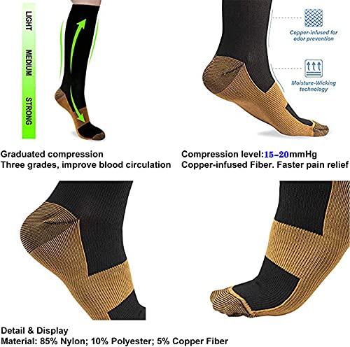 Graduated Copper Compression Socks For Men & Women Circulation 8 Pairs 15-20Mmhg - Best For Running Athletic Cycling #TOP2