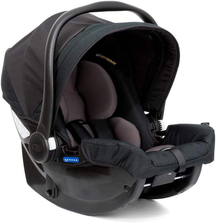 SnugEssentials i-Size Infant Car Seat (Birth to 12 Months Approx, 40-75cm), ISOFIX Base Compatible, Black/Grey